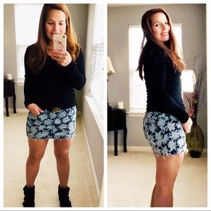 GUESS Floral Denim Distressed Mini Skirt 26